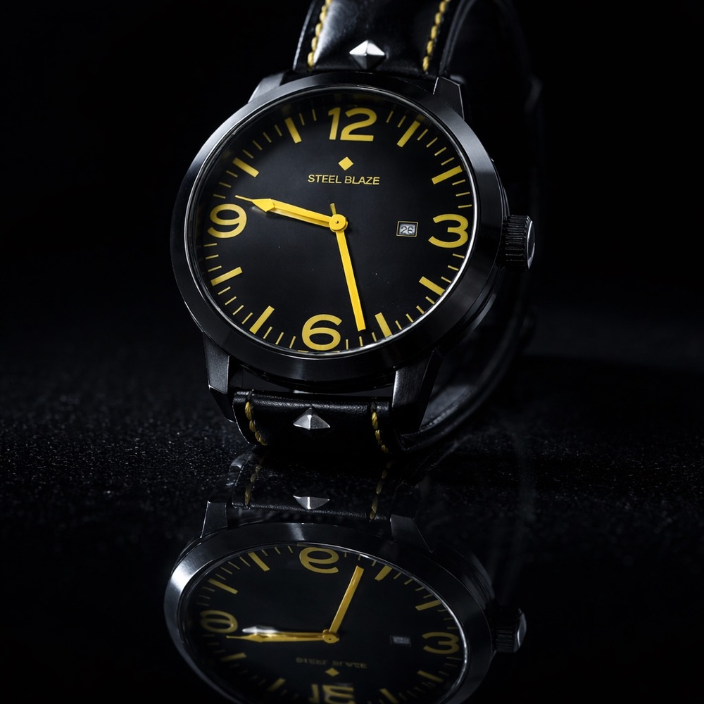 Black and Yellow Men's Watch - Picture 1 of 7